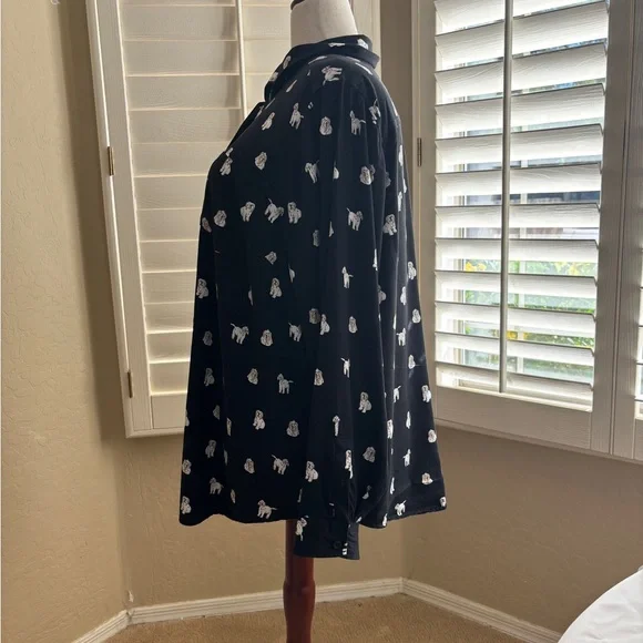 Torrid Dog Pattern Black Blouse Lizzie Shirt LS Women’s Size 3 3X Oversized - Picture 4 of 10